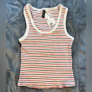 Red and blue striped tank top, size small, never worn with tags